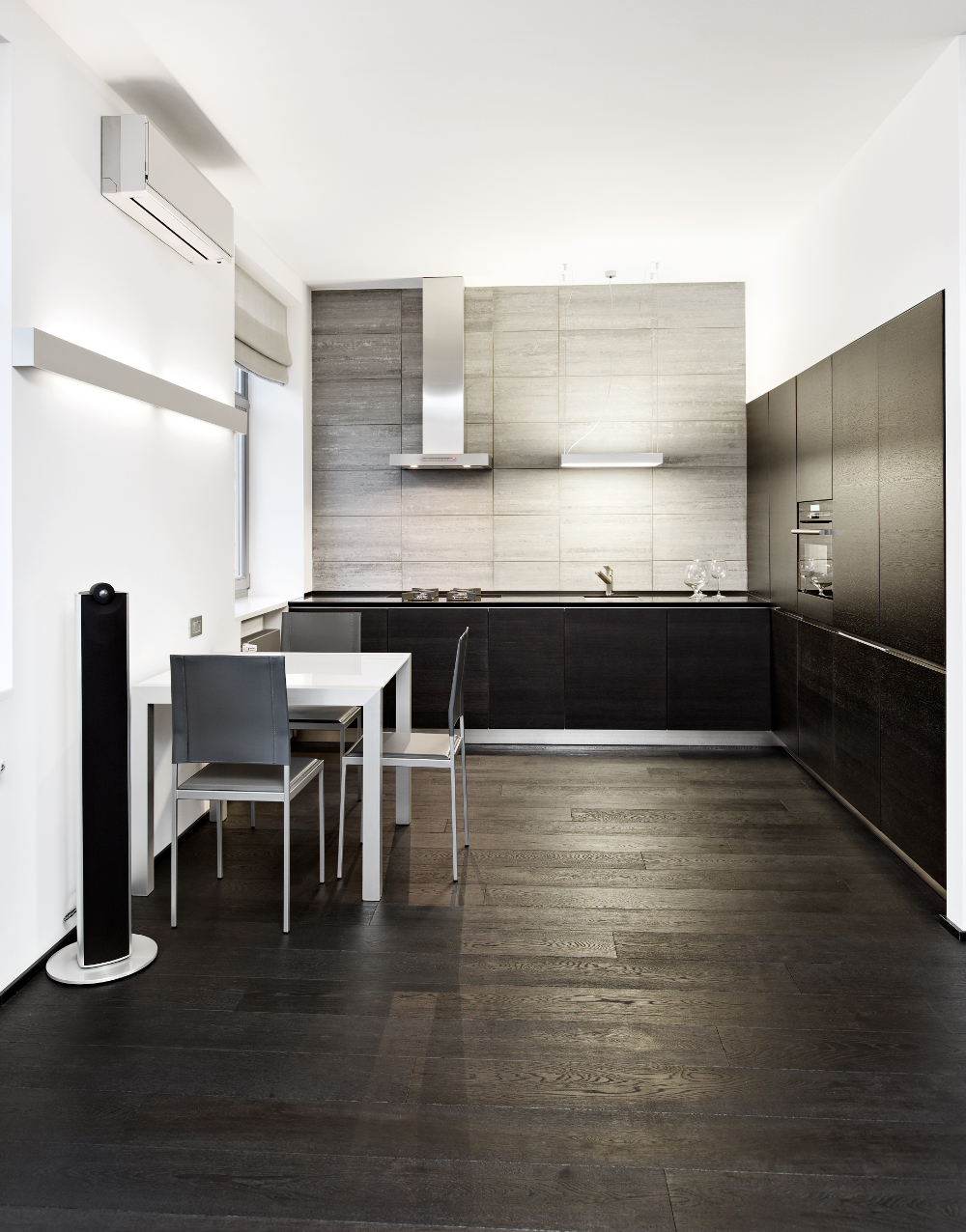 Modern minimalism style kitchen interior in monochrome tones